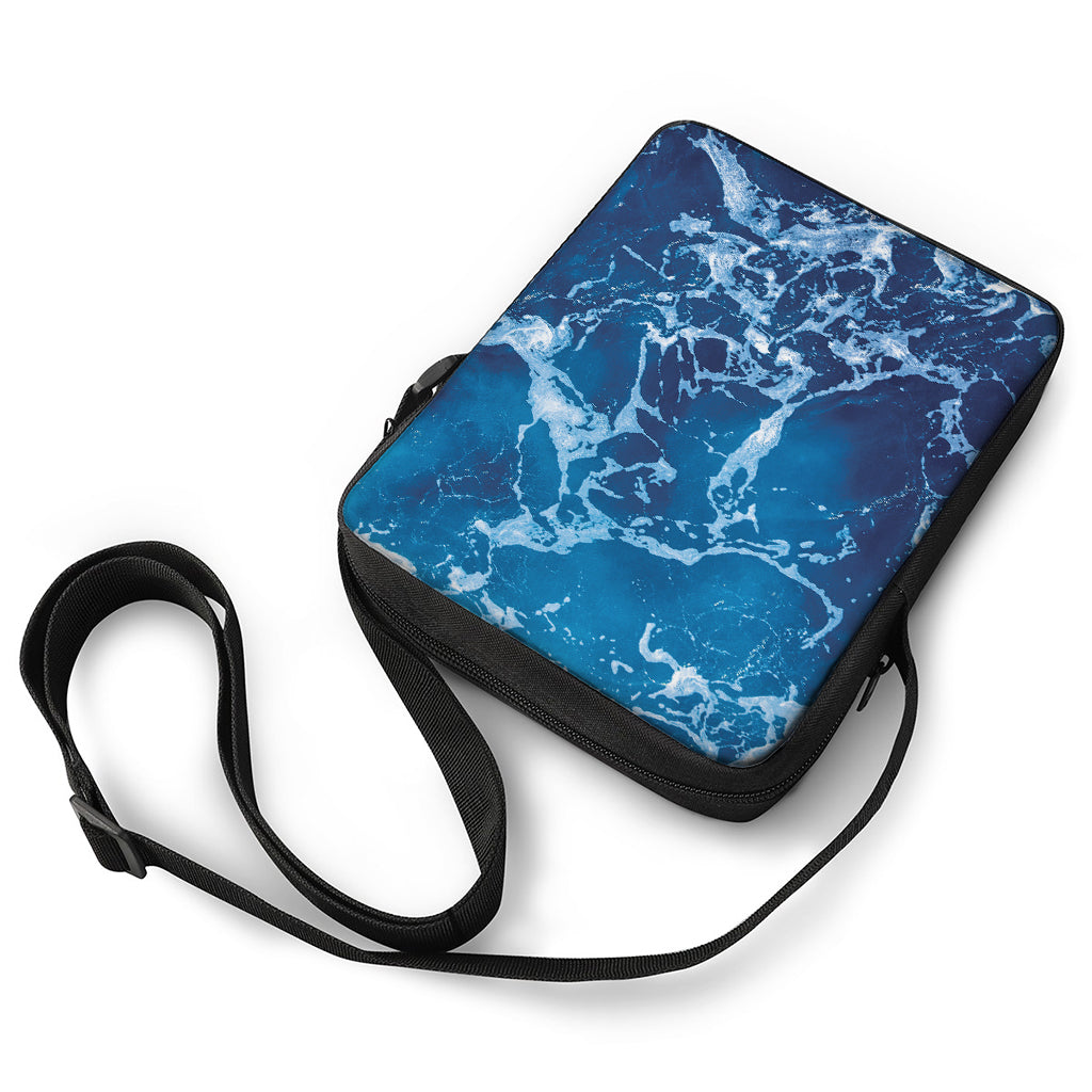 Blue Ocean Print Rectangular Crossbody Bag