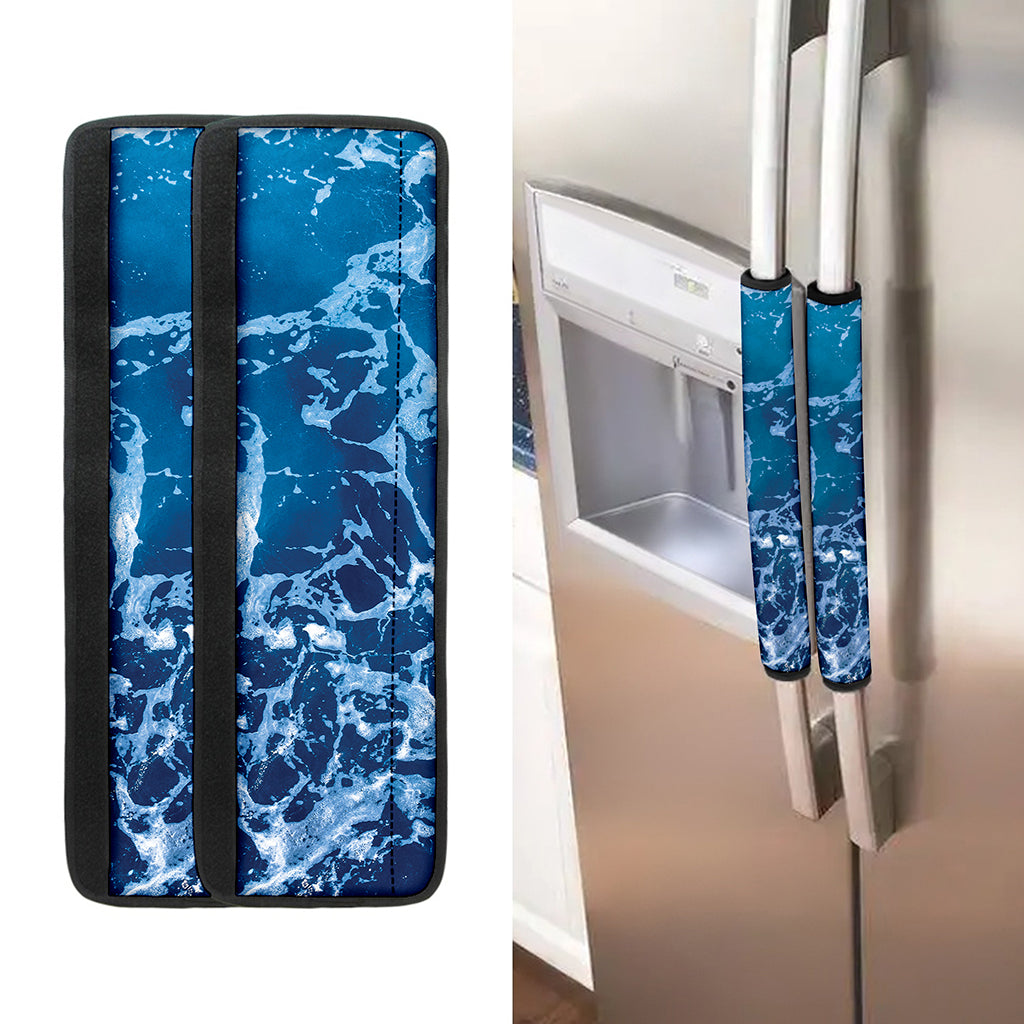Blue Ocean Print Refrigerator Handle Covers