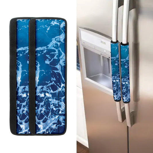 Blue Ocean Print Refrigerator Handle Covers