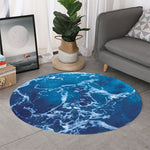 Blue Ocean Print Round Rug