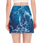 Blue Ocean Print Side Slit Mini Skirt