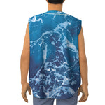 Blue Ocean Print Sleeveless Baseball Jersey