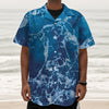 Blue Ocean Print Textured Short Sleeve Shirt