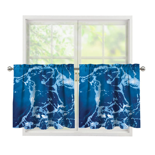 Blue Ocean Print Tier Curtains