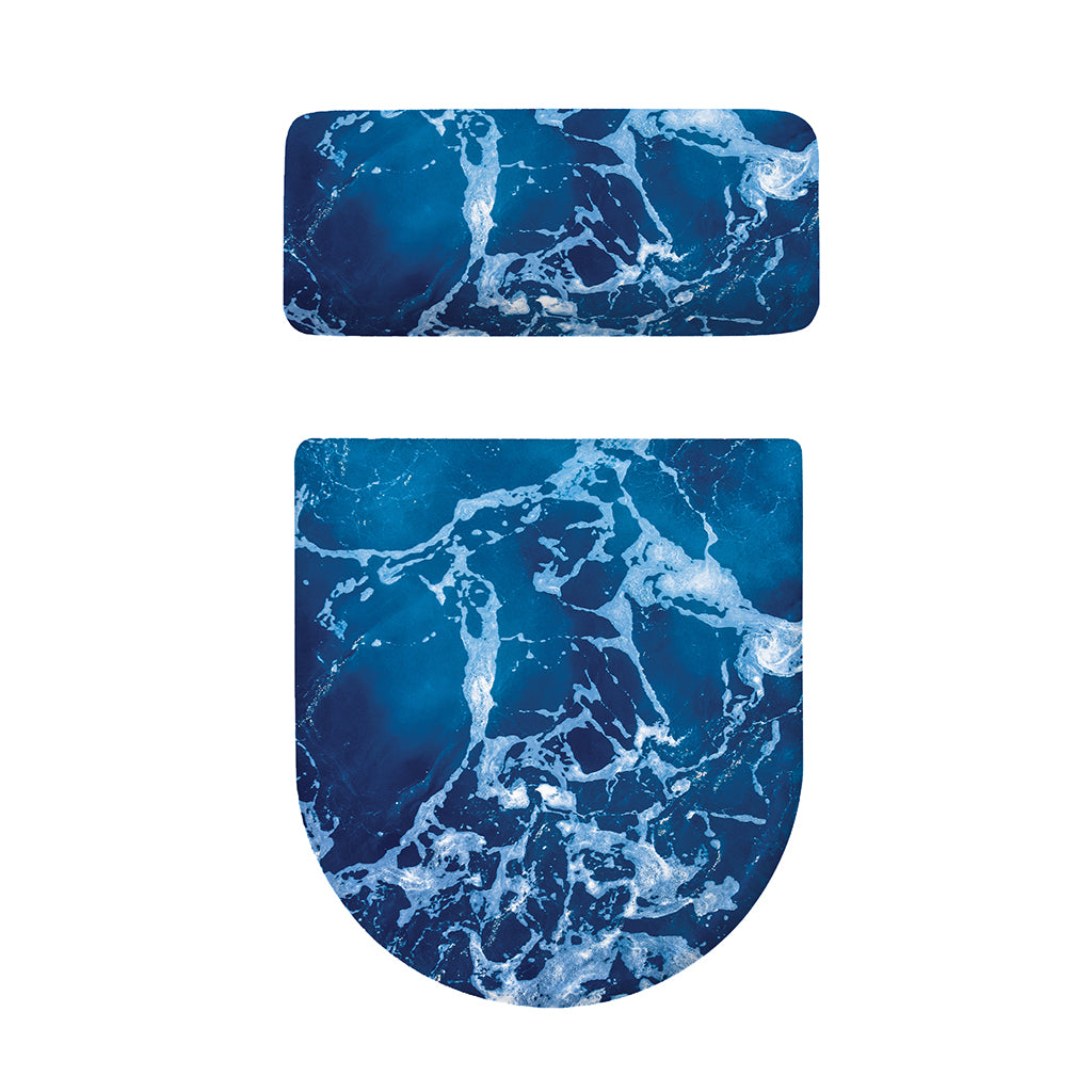 Blue Ocean Print Toilet Lid And Tank Cover Set