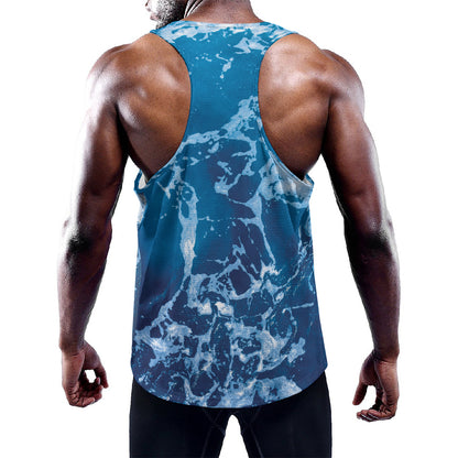 Blue Ocean Print Training Tank Top