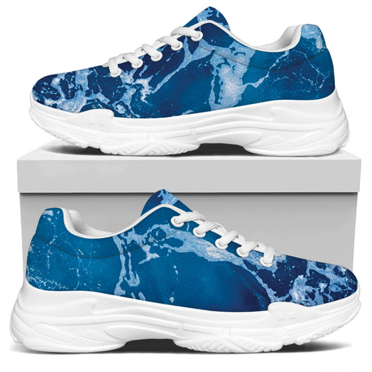 Blue Ocean Print White Chunky Shoes