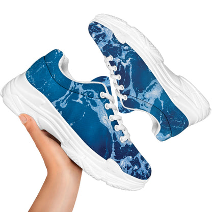 Blue Ocean Print White Chunky Shoes