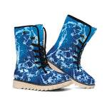 Blue Ocean Print Winter Boots