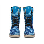 Blue Ocean Print Winter Boots