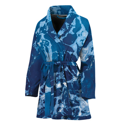 Blue Ocean Print Women's Bathrobe