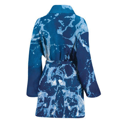 Blue Ocean Print Women's Bathrobe