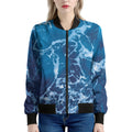 Blue Ocean Print Women's Bomber Jacket