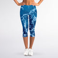 Blue Ocean Print Women's Capri Leggings