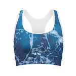 Blue Ocean Print Women's Sports Bra