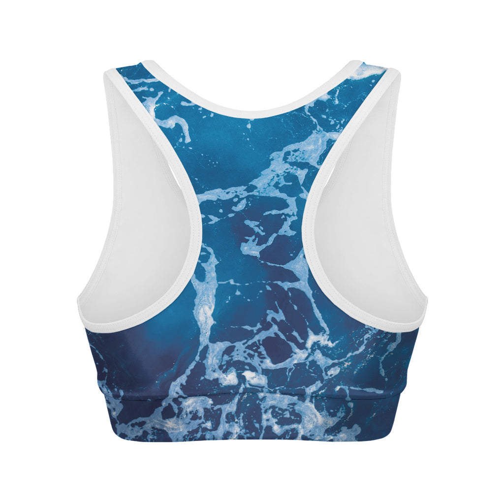 Blue Ocean Print Women's Sports Bra