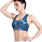 Blue Ocean Print Women's Sports Bra