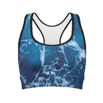 Blue Ocean Print Women's Sports Bra