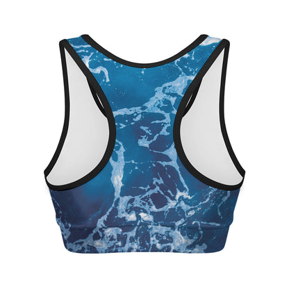 Blue Ocean Print Women's Sports Bra