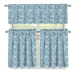 Blue Octopus Tentacles Pattern Print 3 Piece Kitchen Curtains