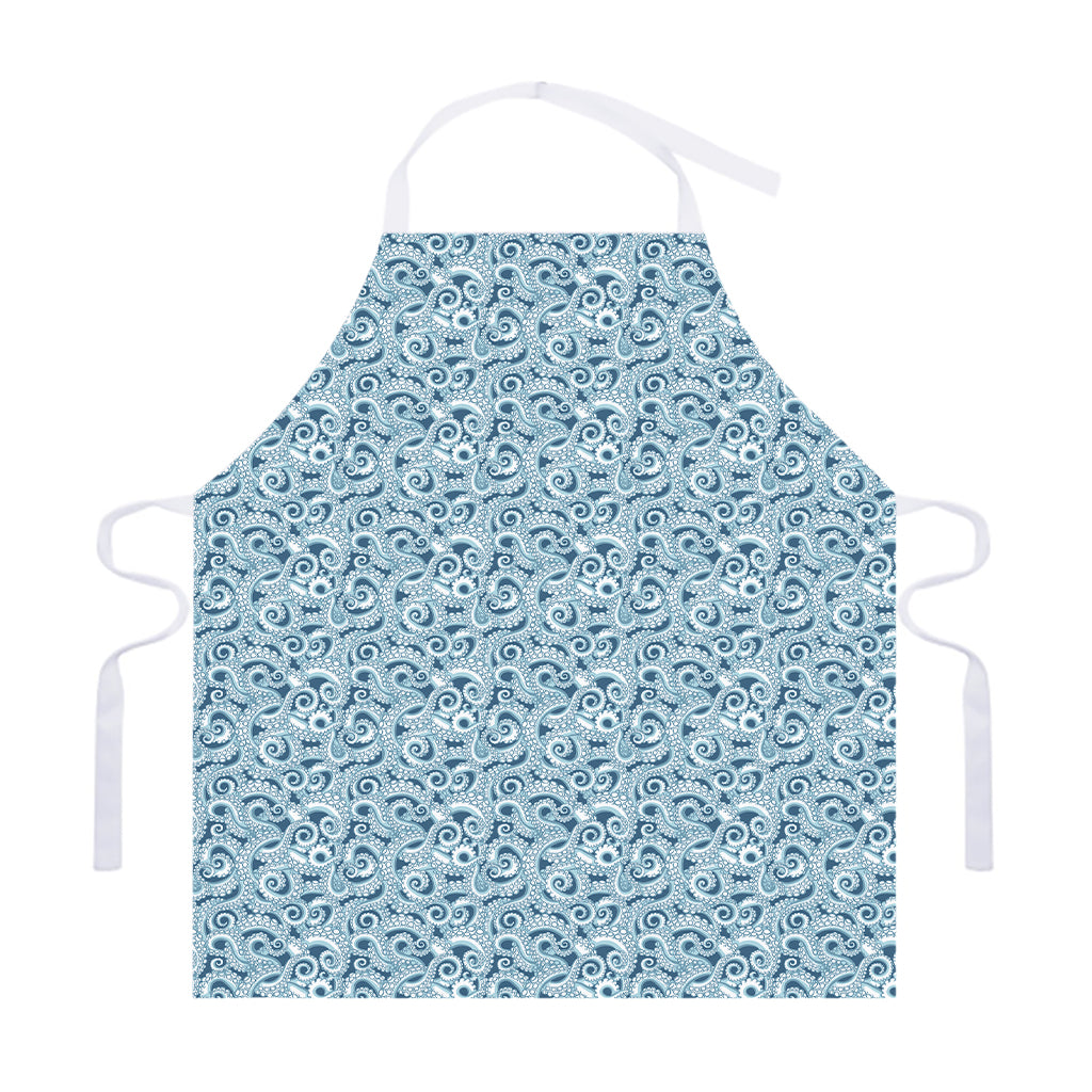 Blue Octopus Tentacles Pattern Print Adjustable Apron