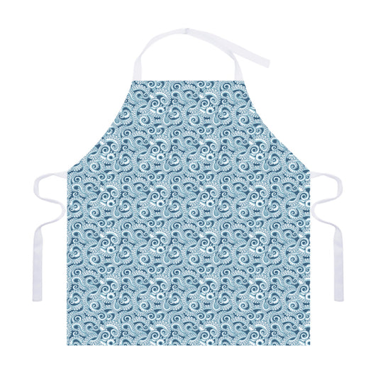 Blue Octopus Tentacles Pattern Print Adjustable Apron