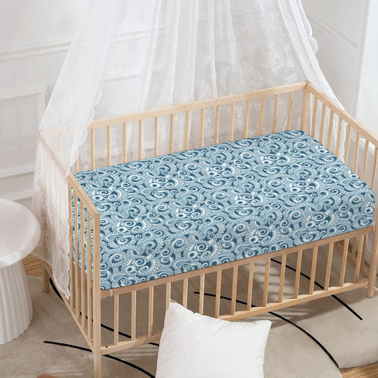 Blue Octopus Tentacles Pattern Print Baby Crib Sheet