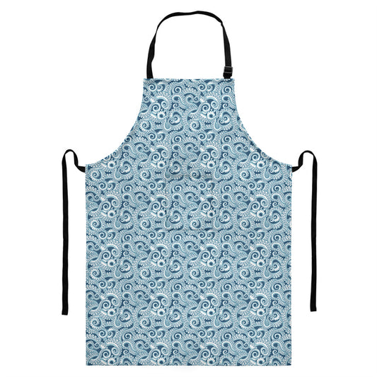 Blue Octopus Tentacles Pattern Print Bib Apron With Pocket