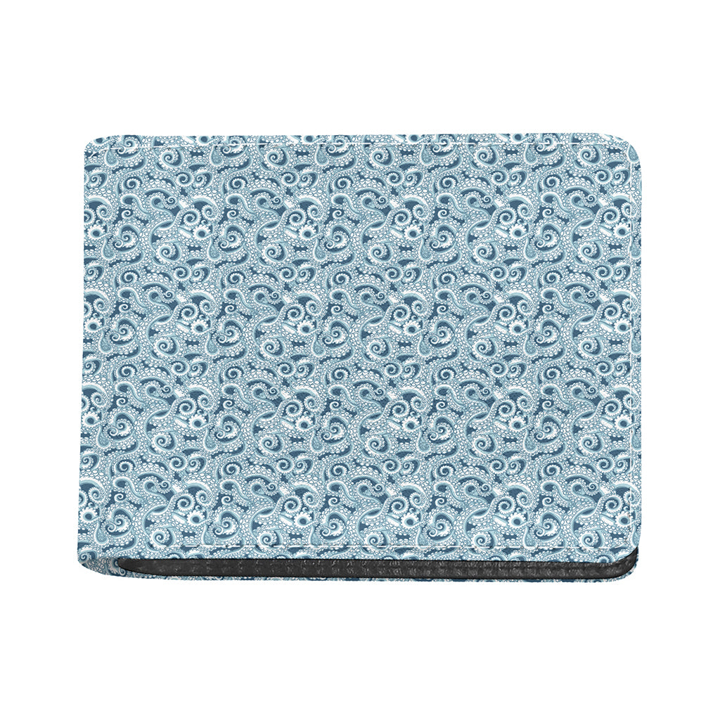 Blue Octopus Tentacles Pattern Print Bifold Wallet