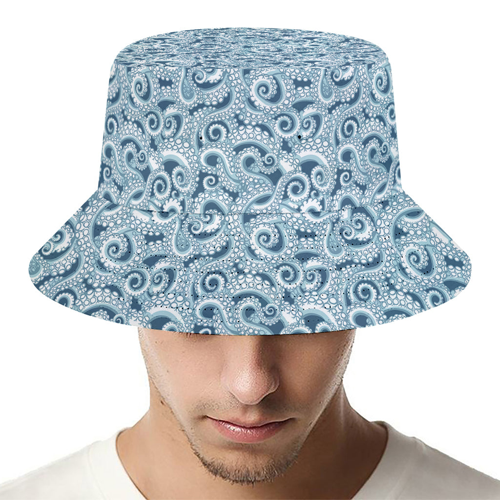 Blue Octopus Tentacles Pattern Print Bucket Hat