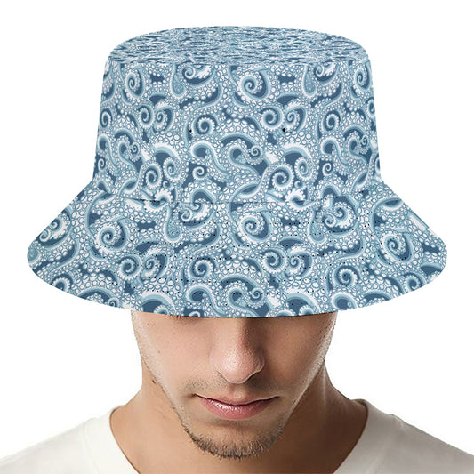 Blue Octopus Tentacles Pattern Print Bucket Hat