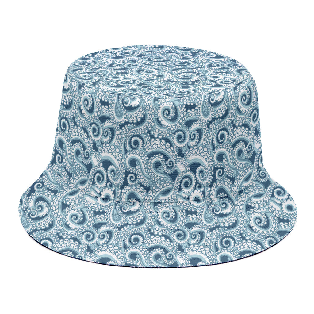 Blue Octopus Tentacles Pattern Print Bucket Hat