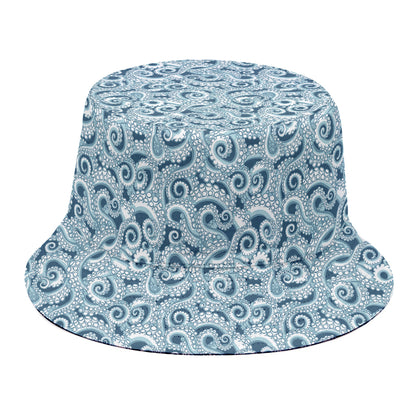 Blue Octopus Tentacles Pattern Print Bucket Hat