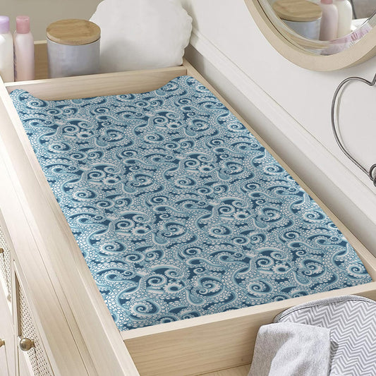 Blue Octopus Tentacles Pattern Print Changing Pad Cover