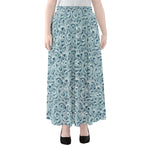 Blue Octopus Tentacles Pattern Print Chiffon Maxi Skirt