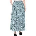Blue Octopus Tentacles Pattern Print Chiffon Maxi Skirt