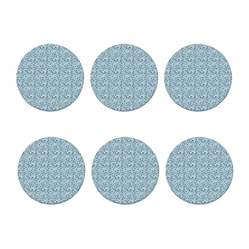 Blue Octopus Tentacles Pattern Print Coaster Set