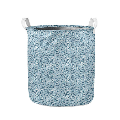Blue Octopus Tentacles Pattern Print Collapsible Laundry Basket