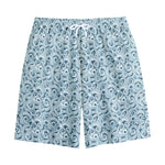 Blue Octopus Tentacles Pattern Print Cotton Shorts