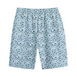 Blue Octopus Tentacles Pattern Print Cotton Shorts