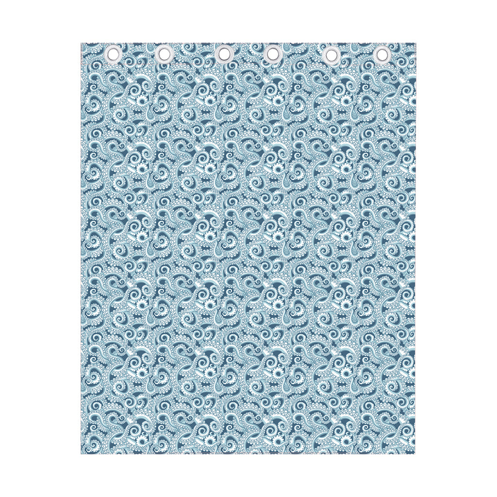 Blue Octopus Tentacles Pattern Print Curtain