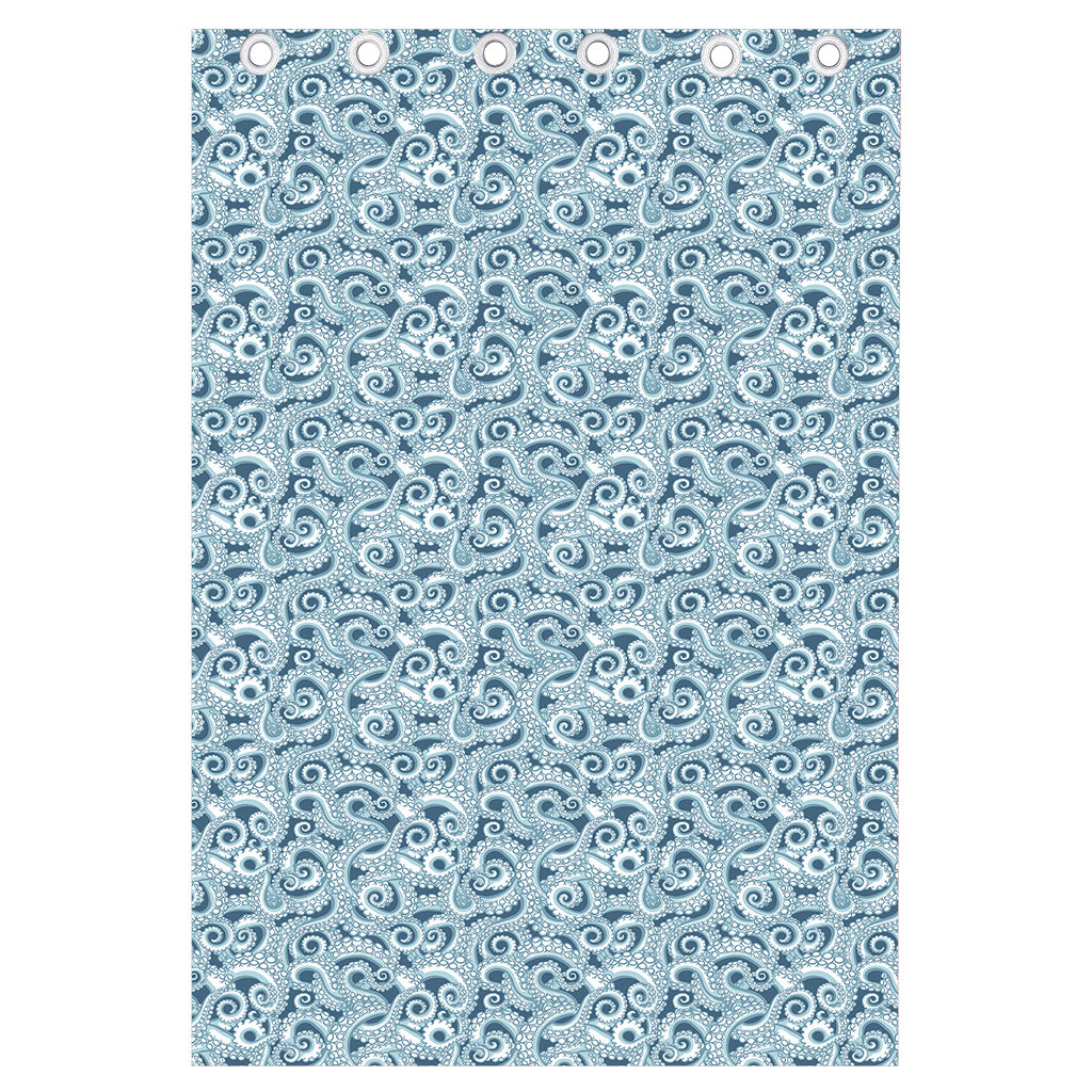 Blue Octopus Tentacles Pattern Print Curtain