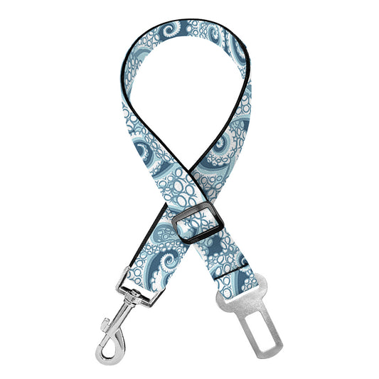 Blue Octopus Tentacles Pattern Print Dog Seat Belt