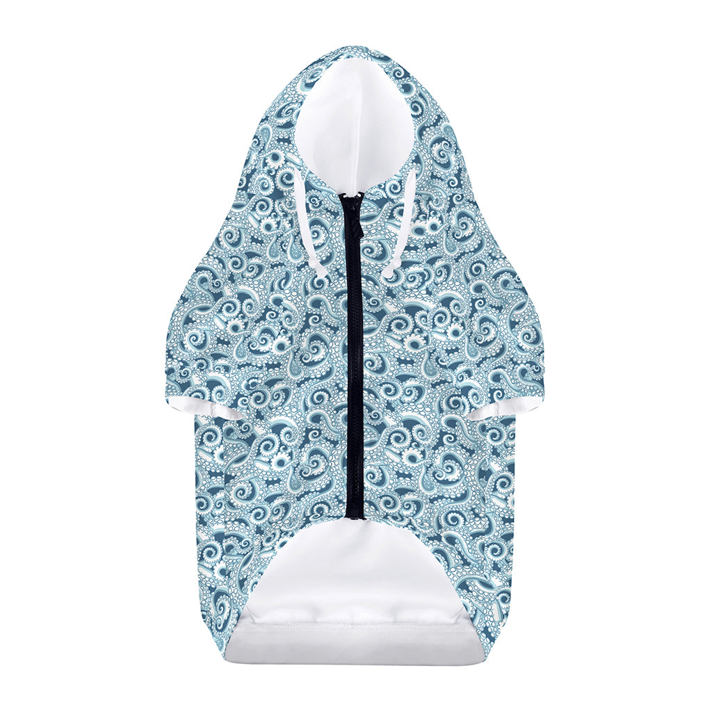 Blue Octopus Tentacles Pattern Print Dog Zip Up Hoodie