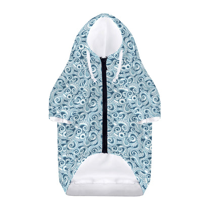 Blue Octopus Tentacles Pattern Print Dog Zip Up Hoodie