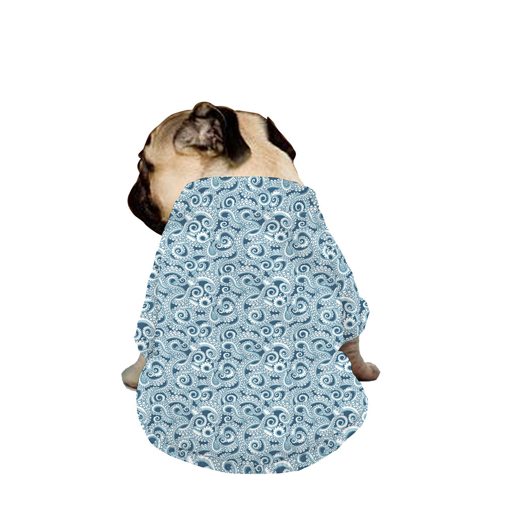 Blue Octopus Tentacles Pattern Print Dog Zip Up Jacket
