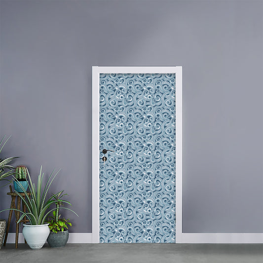 Blue Octopus Tentacles Pattern Print Door Sticker