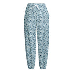 Blue Octopus Tentacles Pattern Print Fleece Lined Knit Pants