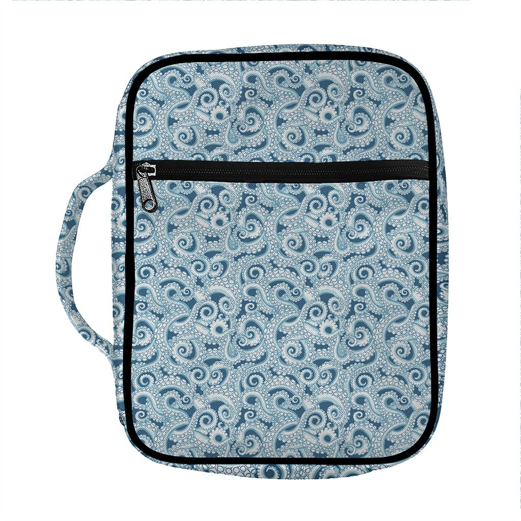 Blue Octopus Tentacles Pattern Print Front Pocket Bible Bag