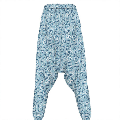 Blue Octopus Tentacles Pattern Print Hammer Pants